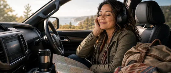 Listener enjoying an Audible story